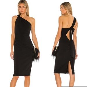 Katie May High Roller Draped One Shoulder Jersey Knit Dress Black Size M